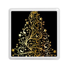 Decorative Starry Christmas Tree Black Gold Elegant Stylish Chic Golden Stars Memory Card Reader (square)  by yoursparklingshop