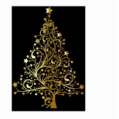 Decorative Starry Christmas Tree Black Gold Elegant Stylish Chic Golden Stars Large Garden Flag (two Sides) by yoursparklingshop