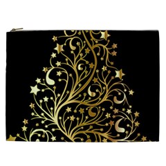 Decorative Starry Christmas Tree Black Gold Elegant Stylish Chic Golden Stars Cosmetic Bag (xxl)  by yoursparklingshop