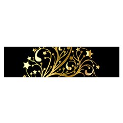 Decorative Starry Christmas Tree Black Gold Elegant Stylish Chic Golden Stars Satin Scarf (oblong) by yoursparklingshop