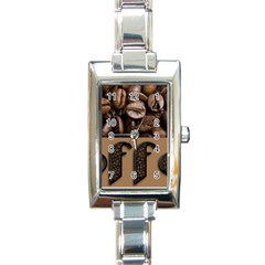 Funny Coffee Beans Brown Typography Rectangle Italian Charm Watch by yoursparklingshop