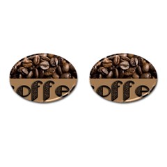 Funny Coffee Beans Brown Typography Cufflinks (oval) by yoursparklingshop