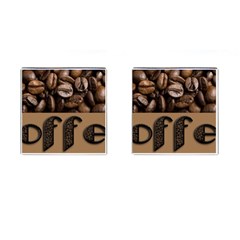 Funny Coffee Beans Brown Typography Cufflinks (square) by yoursparklingshop