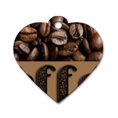 Funny Coffee Beans Brown Typography Dog Tag Heart (one Side) by yoursparklingshop