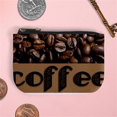 Funny Coffee Beans Brown Typography Mini Coin Purses by yoursparklingshop