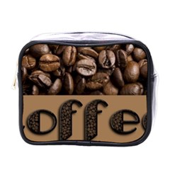 Funny Coffee Beans Brown Typography Mini Toiletries Bags by yoursparklingshop