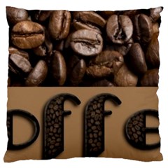 Funny Coffee Beans Brown Typography Large Cushion Case (two Sides) by yoursparklingshop