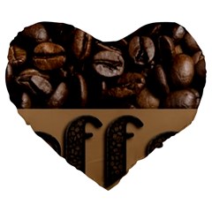 Funny Coffee Beans Brown Typography Large 19  Premium Flano Heart Shape Cushions by yoursparklingshop