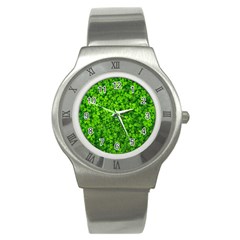 Shamrock Clovers Green Irish St  Patrick Ireland Good Luck Symbol 8000 Sv Stainless Steel Watch by yoursparklingshop