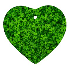 Shamrock Clovers Green Irish St  Patrick Ireland Good Luck Symbol 8000 Sv Heart Ornament (2 Sides) by yoursparklingshop