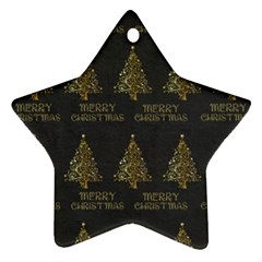 Merry Christmas Tree Typography Black And Gold Festive Ornament (star)  by yoursparklingshop