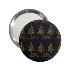 Merry Christmas Tree Typography Black And Gold Festive 2 25  Handbag Mirrors by yoursparklingshop