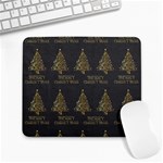 Merry Christmas Tree Typography Black And Gold Festive Large Mousepads Front