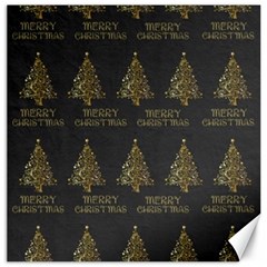 Merry Christmas Tree Typography Black And Gold Festive Canvas 12  X 12   by yoursparklingshop