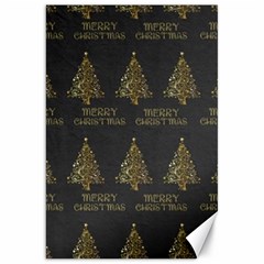 Merry Christmas Tree Typography Black And Gold Festive Canvas 20  X 30   by yoursparklingshop