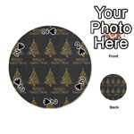 Merry Christmas Tree Typography Black And Gold Festive Playing Cards 54 (Round)  Front - Spade2