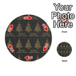 Merry Christmas Tree Typography Black And Gold Festive Playing Cards 54 (Round)  Front - Heart5