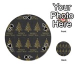 Merry Christmas Tree Typography Black And Gold Festive Playing Cards 54 (Round)  Front - Spade4