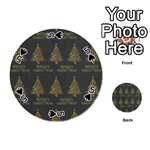 Merry Christmas Tree Typography Black And Gold Festive Playing Cards 54 (Round)  Front - Spade5