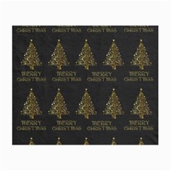 Merry Christmas Tree Typography Black And Gold Festive Small Glasses Cloth (2-side) by yoursparklingshop