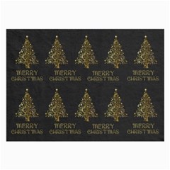 Merry Christmas Tree Typography Black And Gold Festive Large Glasses Cloth (2-side) by yoursparklingshop