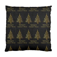 Merry Christmas Tree Typography Black And Gold Festive Standard Cushion Case (two Sides) by yoursparklingshop