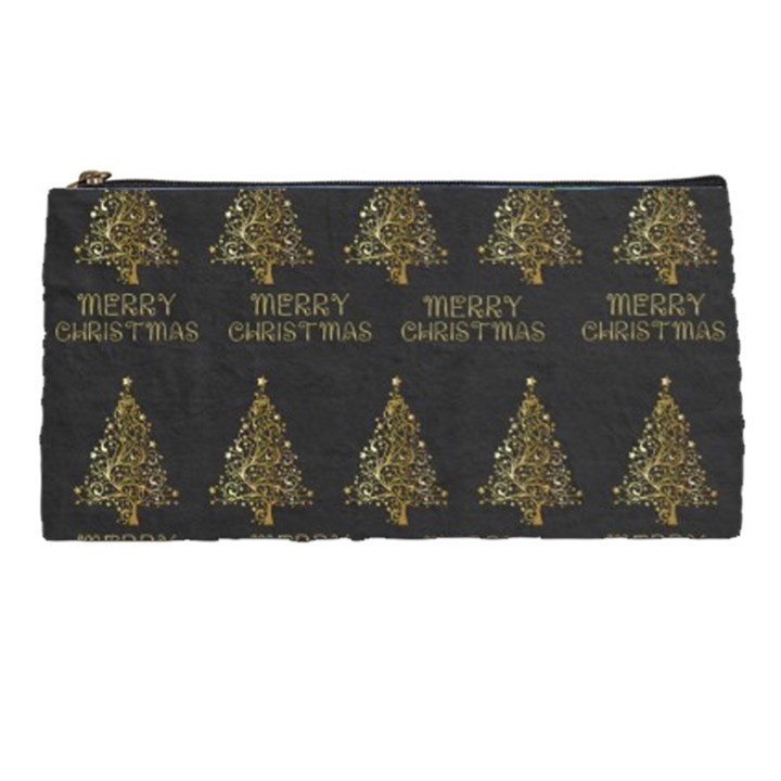 Merry Christmas Tree Typography Black And Gold Festive Pencil Cases