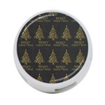 Merry Christmas Tree Typography Black And Gold Festive 4-Port USB Hub (One Side) Front