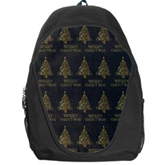 Merry Christmas Tree Typography Black And Gold Festive Backpack Bag by yoursparklingshop