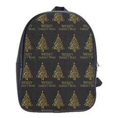 Merry Christmas Tree Typography Black And Gold Festive School Bags (xl)  by yoursparklingshop