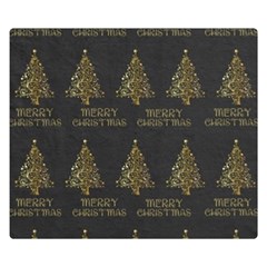 Merry Christmas Tree Typography Black And Gold Festive Double Sided Flano Blanket (small)  by yoursparklingshop