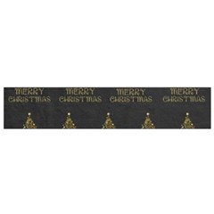 Merry Christmas Tree Typography Black And Gold Festive Flano Scarf (small) by yoursparklingshop