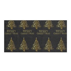 Merry Christmas Tree Typography Black And Gold Festive Satin Wrap by yoursparklingshop