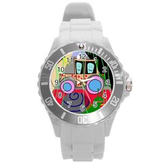 Tractor Round Plastic Sport Watch (l) by Valentinaart