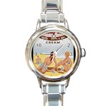 Vintage Summer Sunscreen Advertisement Round Italian Charm Watch Front