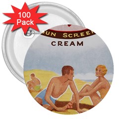 Vintage Summer Sunscreen Advertisement 3  Buttons (100 Pack)  by yoursparklingshop