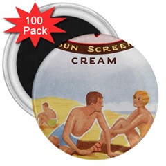 Vintage Summer Sunscreen Advertisement 3  Magnets (100 Pack)