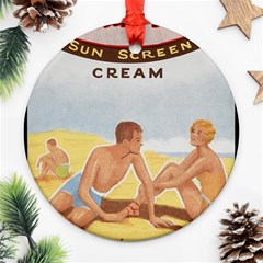 Vintage Summer Sunscreen Advertisement Round Ornament (two Sides)  by yoursparklingshop