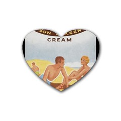 Vintage Summer Sunscreen Advertisement Rubber Coaster (heart)  by yoursparklingshop