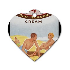 Vintage Summer Sunscreen Advertisement Dog Tag Heart (two Sides) by yoursparklingshop