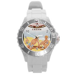 Vintage Summer Sunscreen Advertisement Round Plastic Sport Watch (l) by yoursparklingshop