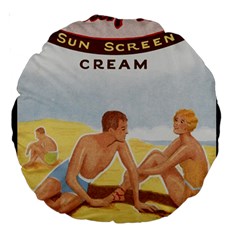 Vintage Summer Sunscreen Advertisement Large 18  Premium Round Cushions by yoursparklingshop