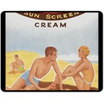 Vintage Summer Sunscreen Advertisement Double Sided Fleece Blanket (Medium)  58.8 x47.4  Blanket Back