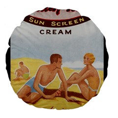 Vintage Summer Sunscreen Advertisement Large 18  Premium Flano Round Cushions by yoursparklingshop