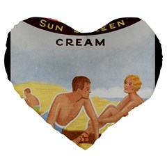 Vintage Summer Sunscreen Advertisement Large 19  Premium Flano Heart Shape Cushions by yoursparklingshop