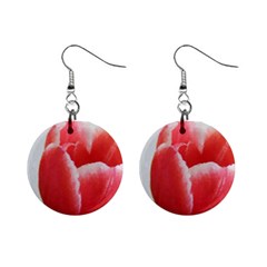 Red Tulip Watercolor Painting Mini Button Earrings by picsaspassion