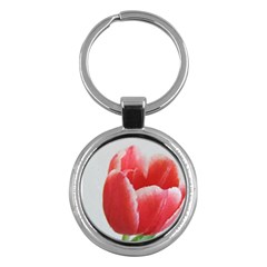 Red Tulip Watercolor Painting Key Chains (round) 