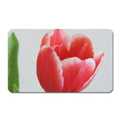 Red Tulip Watercolor Painting Magnet (rectangular) by picsaspassion