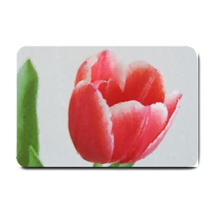 Red Tulip Watercolor Painting Small Doormat 