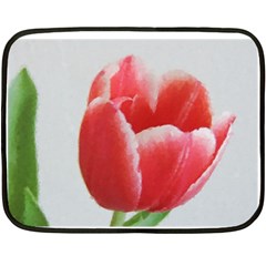 Red Tulip Watercolor Painting Double Sided Fleece Blanket (mini)  by picsaspassion